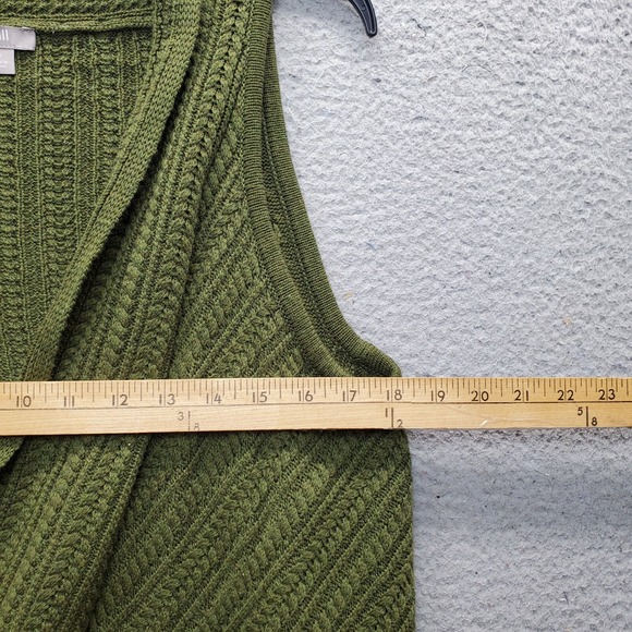 J. Jill Cardigan Poncho Womens Small Green Knitted Sleeveless Hi‎ Low Open Front - Picture 4 of 6